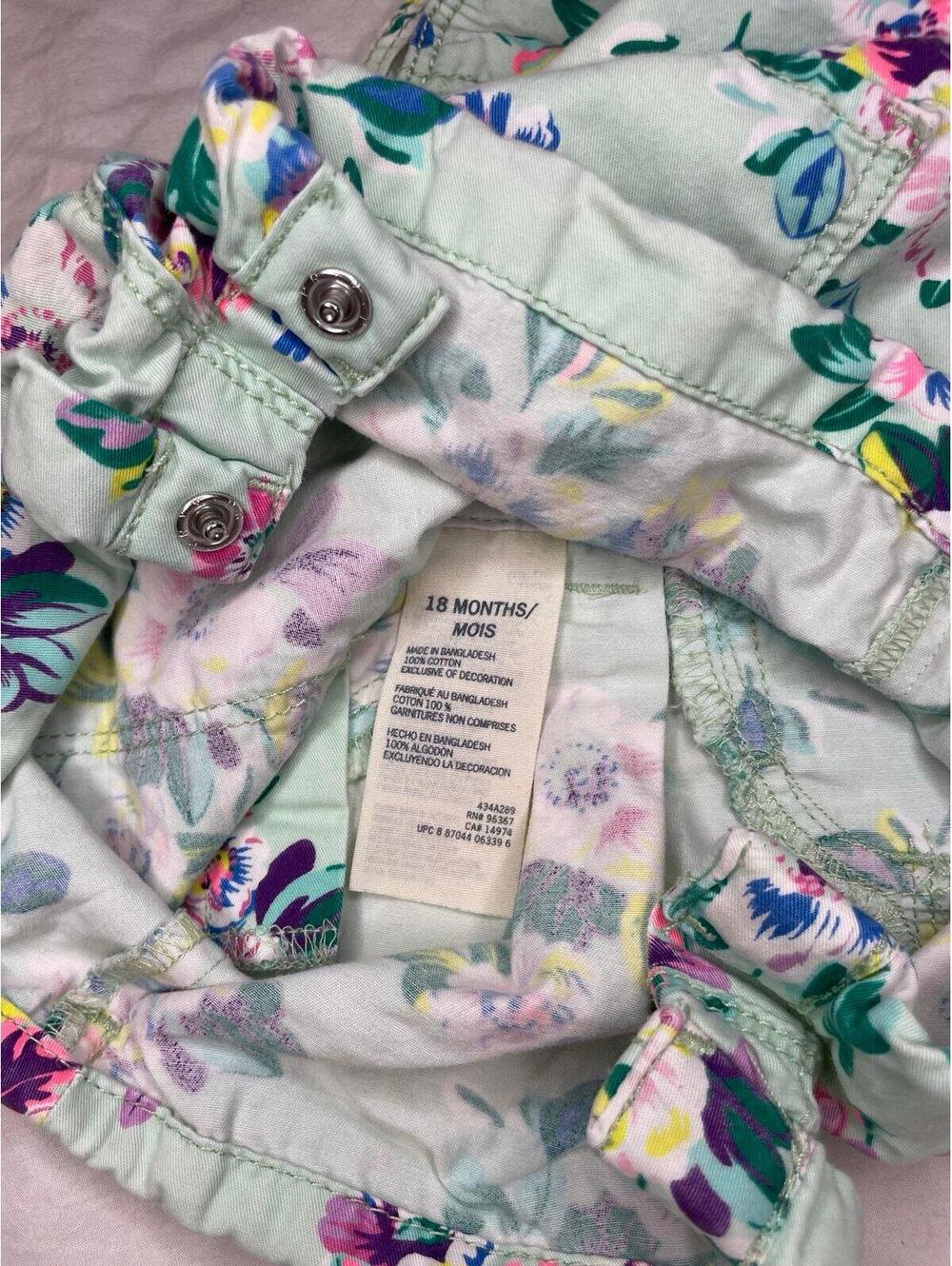 OshKosh Floral Overalls 18 Months Mint Green Shortalls Girls Vintage Style - Picture 5 of 5